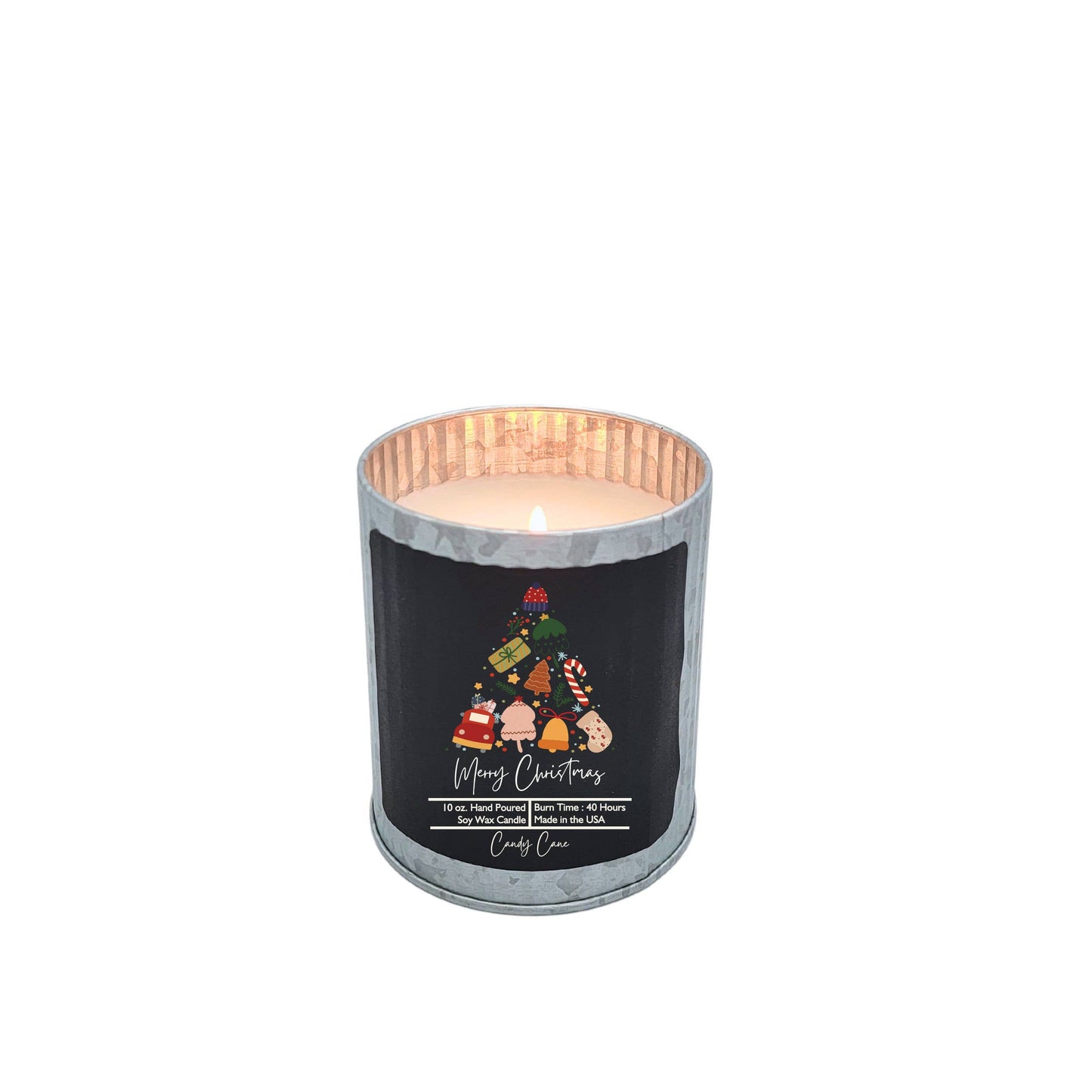 Merry Christmas Tree Collage - Rustic Tin Holiday Candles: Christmas Cookies