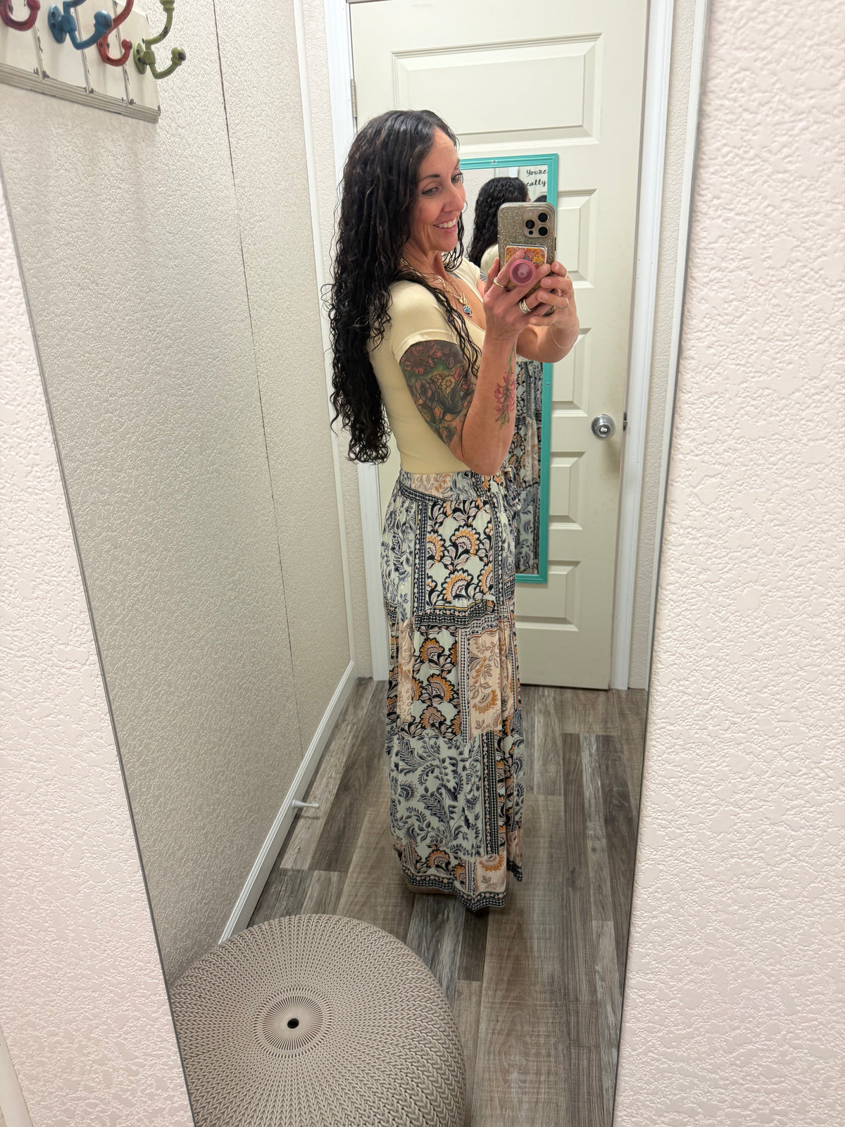 Jamaica PATCHWORK PRINT WIDE LEG PANTS WITH ELASTIC WAIST