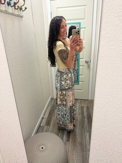 Jamaica PATCHWORK PRINT WIDE LEG PANTS WITH ELASTIC WAIST