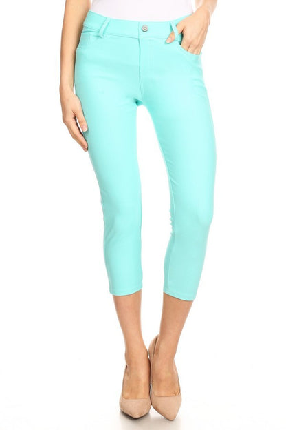 Coraline - Turquoise - Capri Jeggings