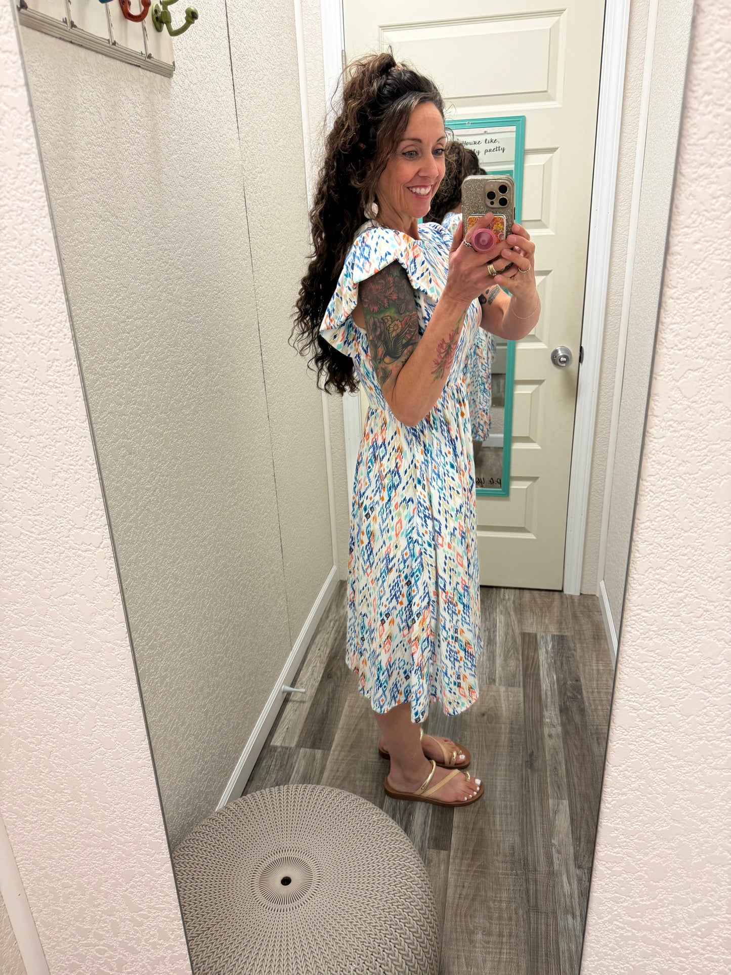 Lucia Ruffle Sleeve Dress