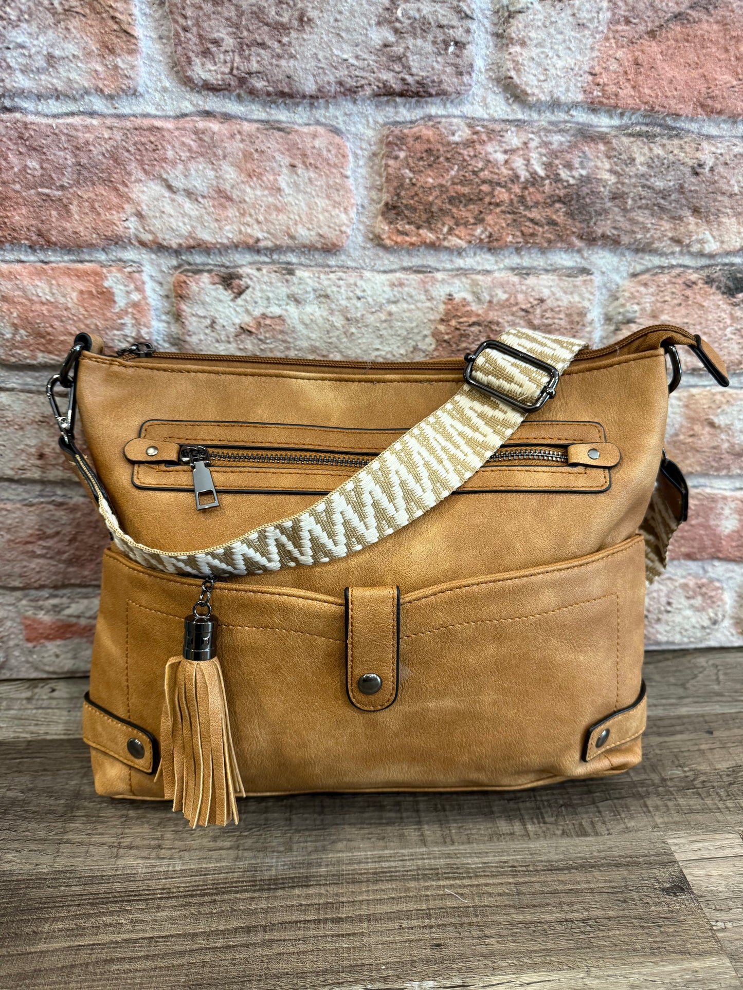 Camel Cambrie Crossbody Purse