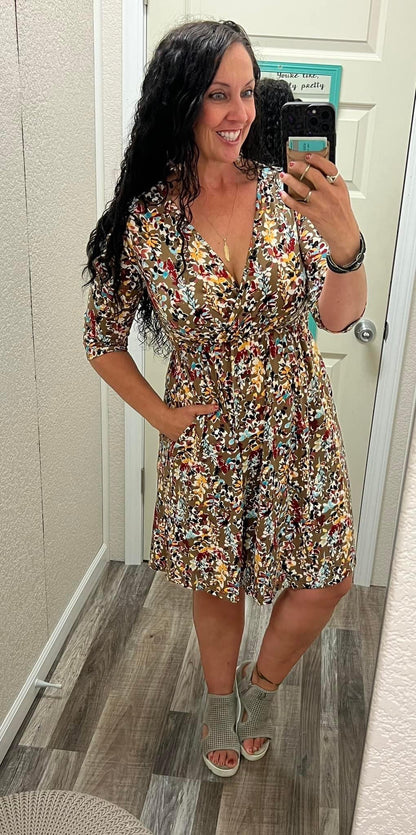 Misty Dress - Mocha Floral