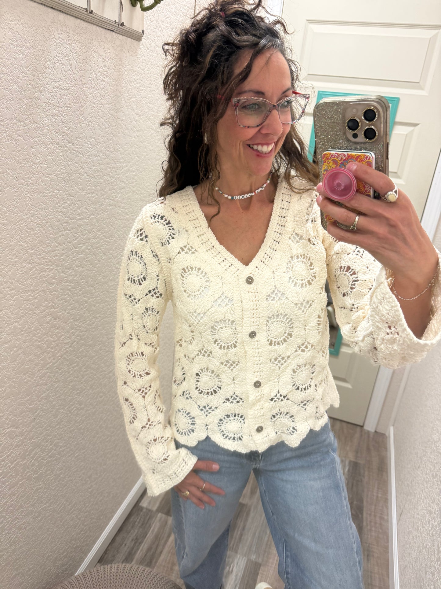 Denali Long Sleeve Crochet Cardigan
