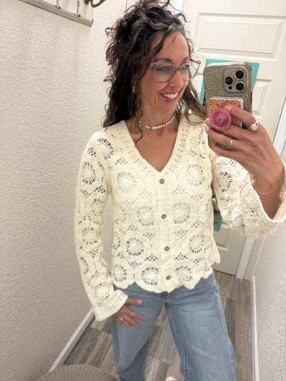 Denali Long Sleeve Crochet Cardigan