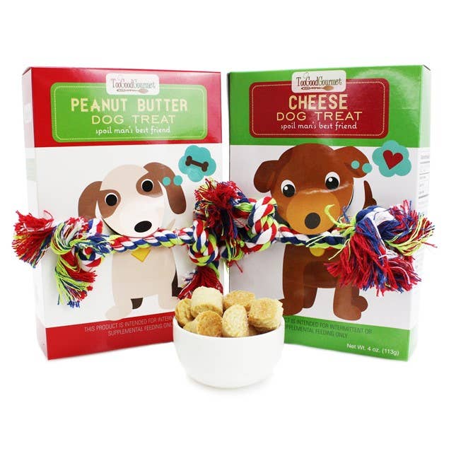 Dog Gift Set – Treats with Rope Toy: Peanut Butter