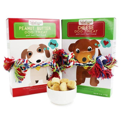 Dog Gift Set – Treats with Rope Toy: Peanut Butter