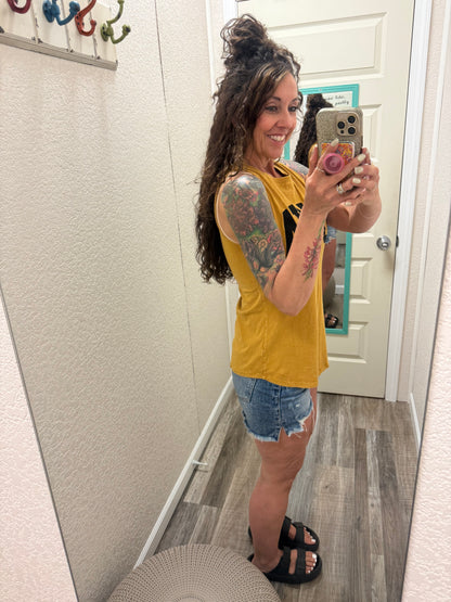 IOWA MINERAL GRAPHIC TANK TOP: Mineral Mustard
