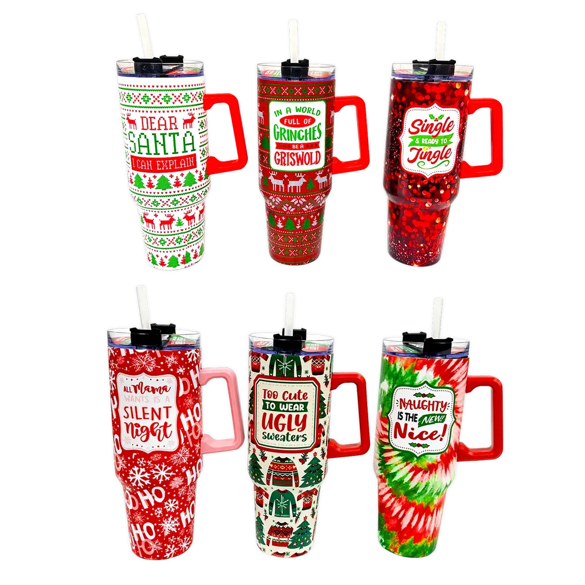 Holiday Insulated 40 oz Cup with Handle