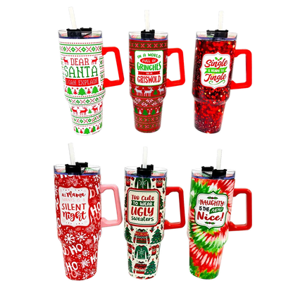 Holiday Insulated 40 oz Cup with Handle