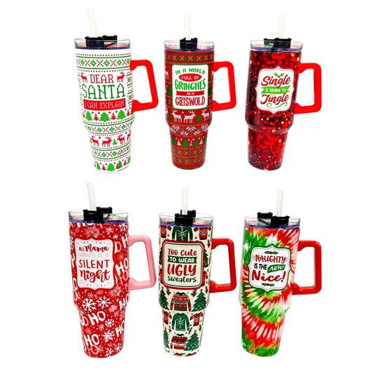 Holiday Insulated 40 oz Cup with Handle