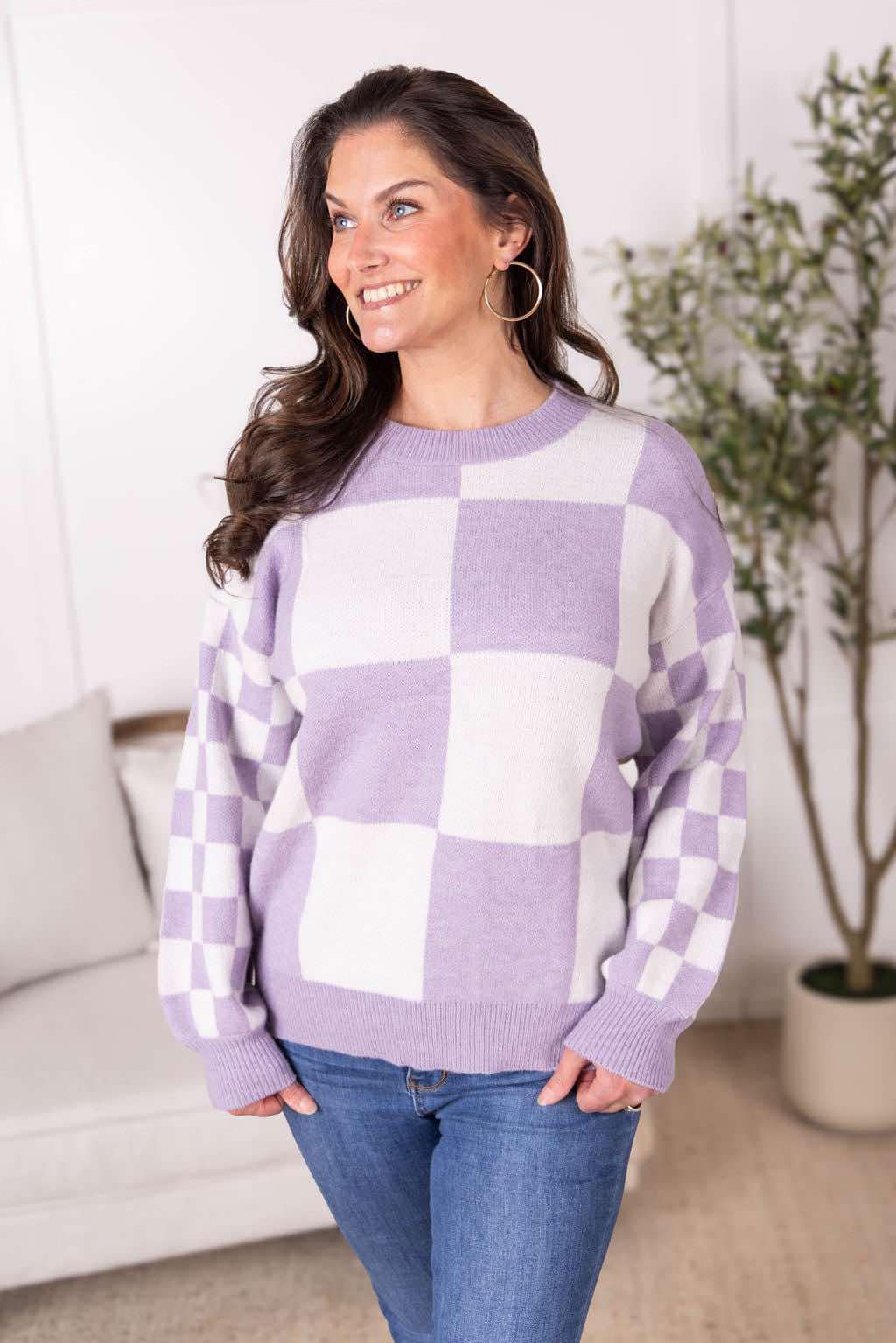 Checkered Pullover Sweater