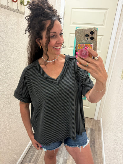 Courtney Corded V neck