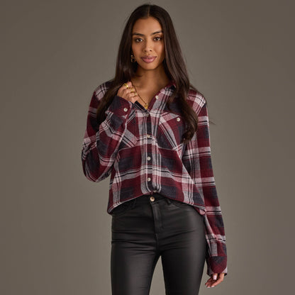 Maroon Plaid Button Up Flannel