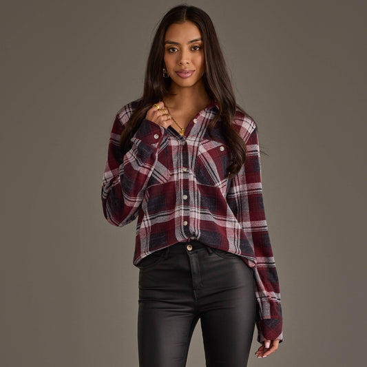 Maroon Plaid Button Up Flannel