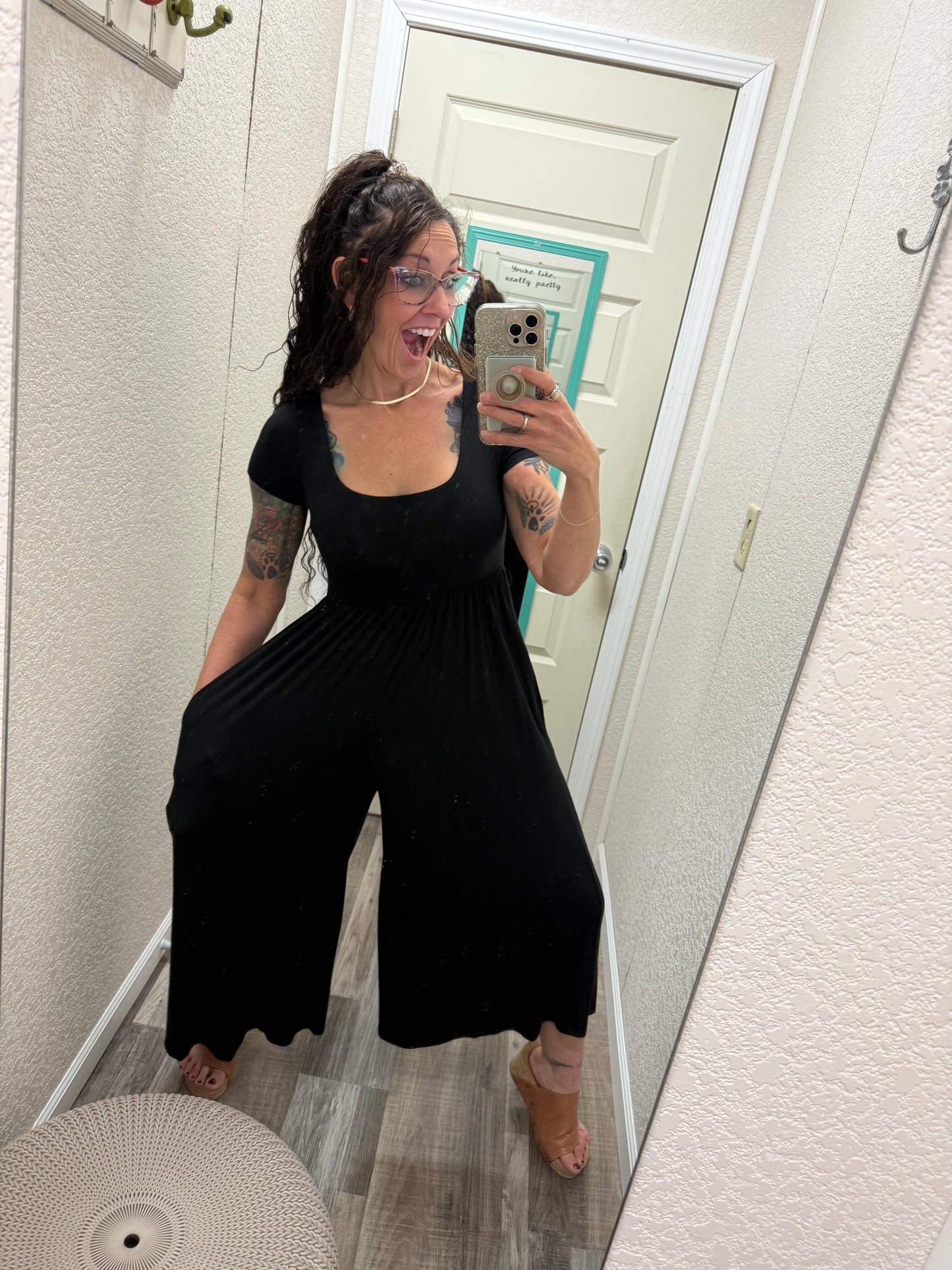 Jump Jump - Short Sleeve Cropped Jumpsuit