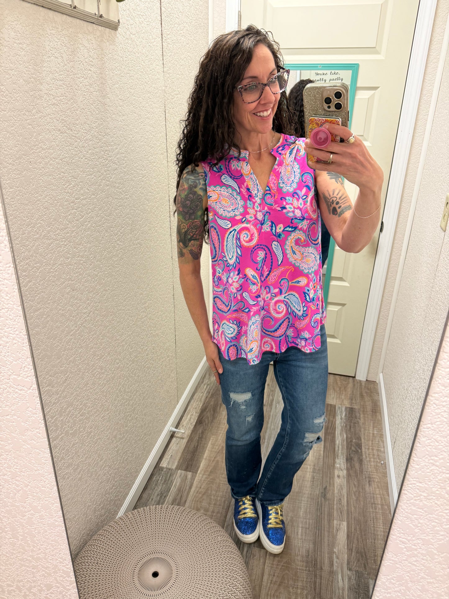 Lizzy Pink Paisley Tank