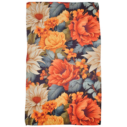 Fall Floral Flowers Pattern Waffle Towels Fall Decor