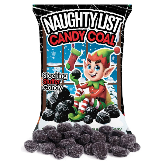 Christmas Candy Coal, Strawberry Gummies - Stocking Stuffer