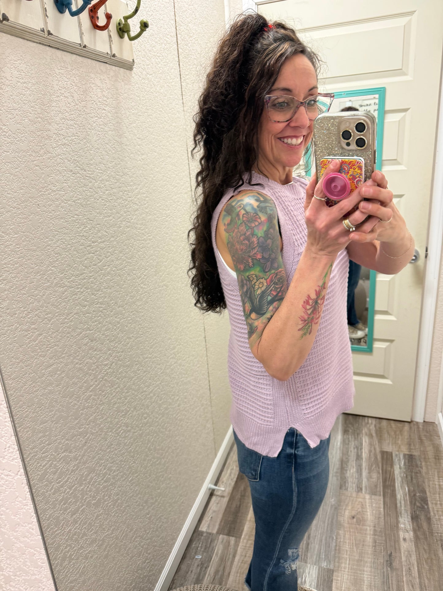 Lavender Fields Pointelle Sweater Tank