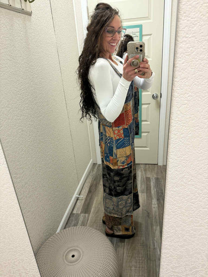 Far-Out Boho Crochet Patchwork Overalls