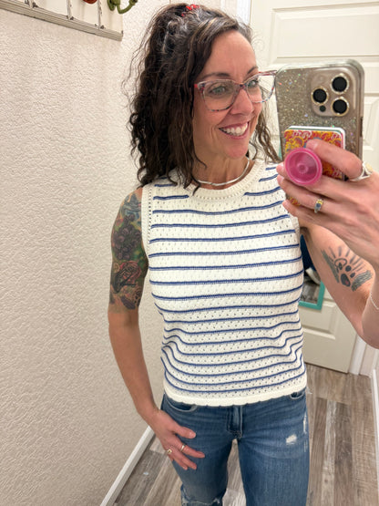 Calli Crochet Striped Sweater