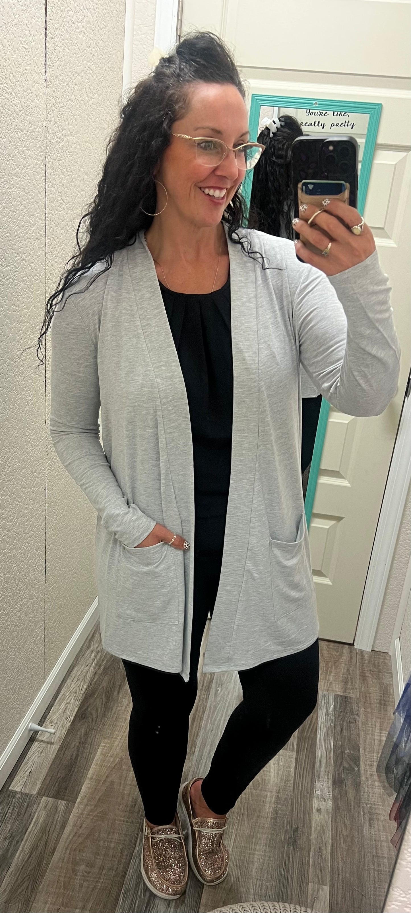 H Grey - Slouchy Open Front Cardigan