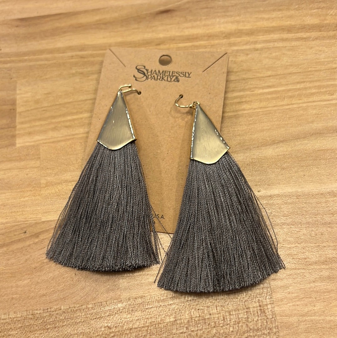 Gray Tassel Earrings