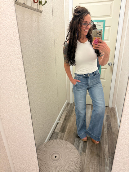 Darla Hi Rise Tummy Control Wide Flare With Wide Hem Risen Jeans