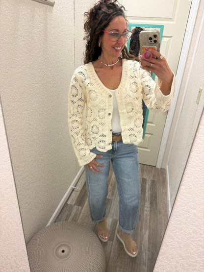 Denali Long Sleeve Crochet Cardigan