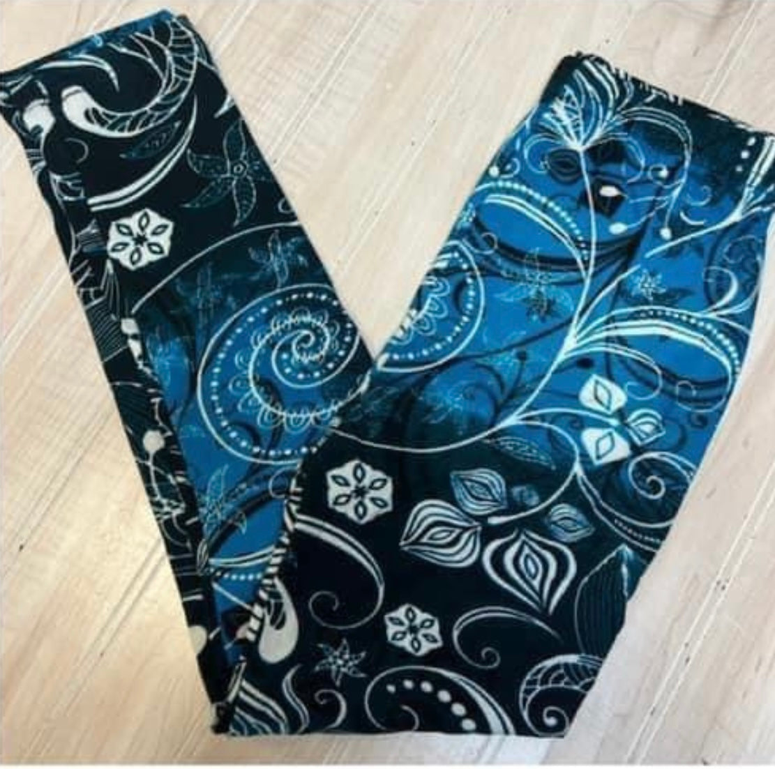 Kids Leggings (Navy/Light Blue Floral)