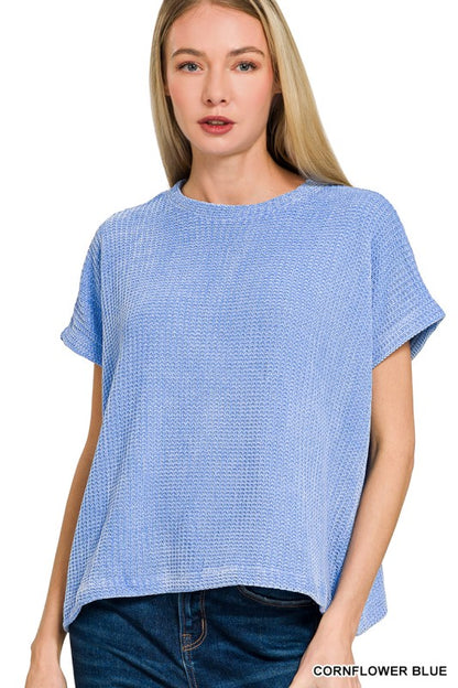 Sally Chenille Waffle Knit Cap Sleeve Top