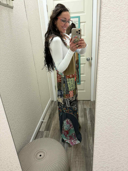 Groovy Boho Floral Patchwork Overalls