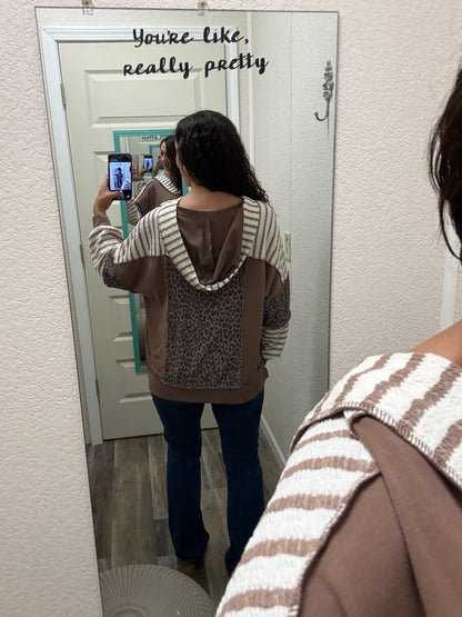Lucky Leopard Print Hoodie with Kangaroo Pocket