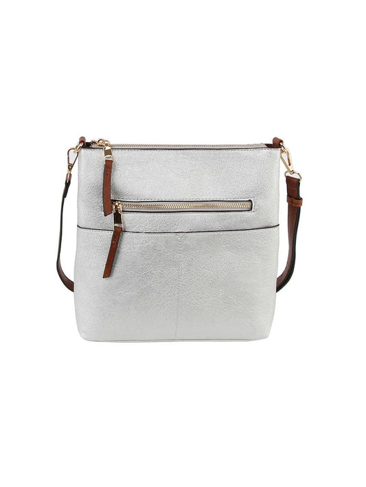 Silver Classic Front Pocket Crossbody Sling