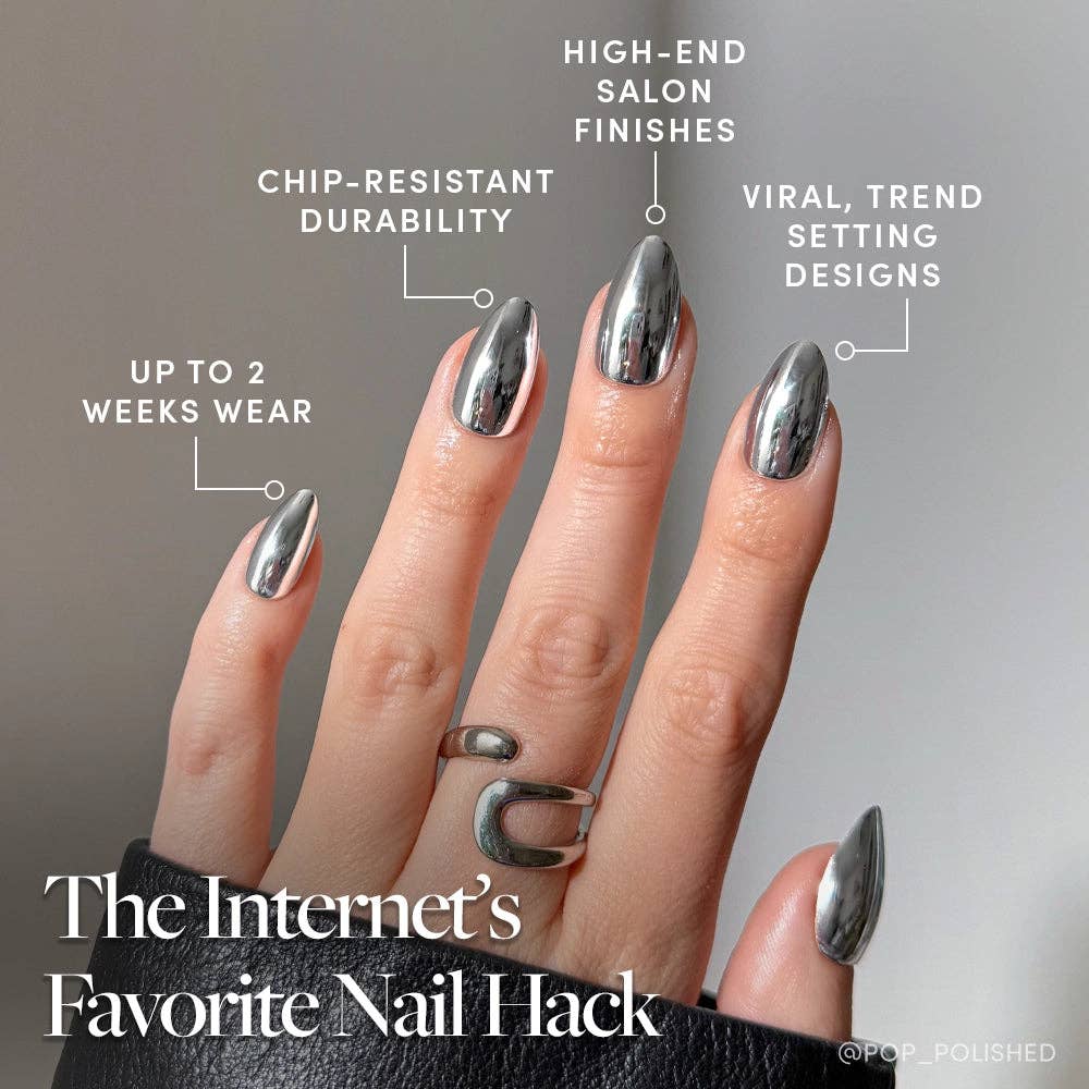 Platinum Press-On Nails | Metallic Chrome Silver Nails