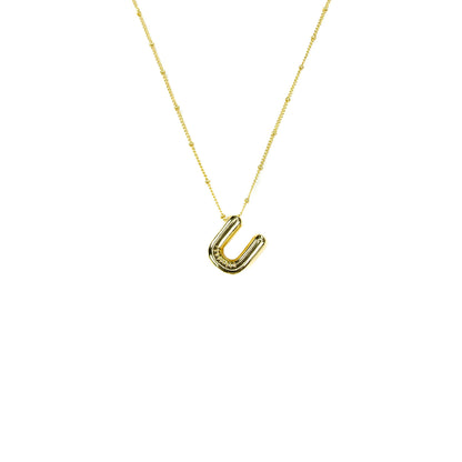 Initial Balloon Bubble Gold Necklace