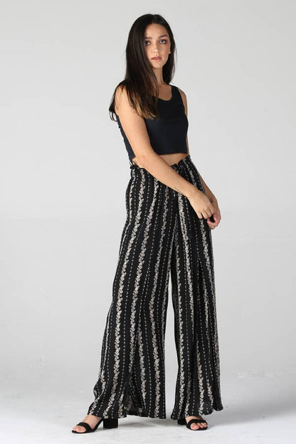Key Largo Black High Waisted SLIT FRONT WIDE LEG PANTS: BLACK