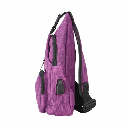 Black Anti-theft Sling Daypack With USB Charging Port