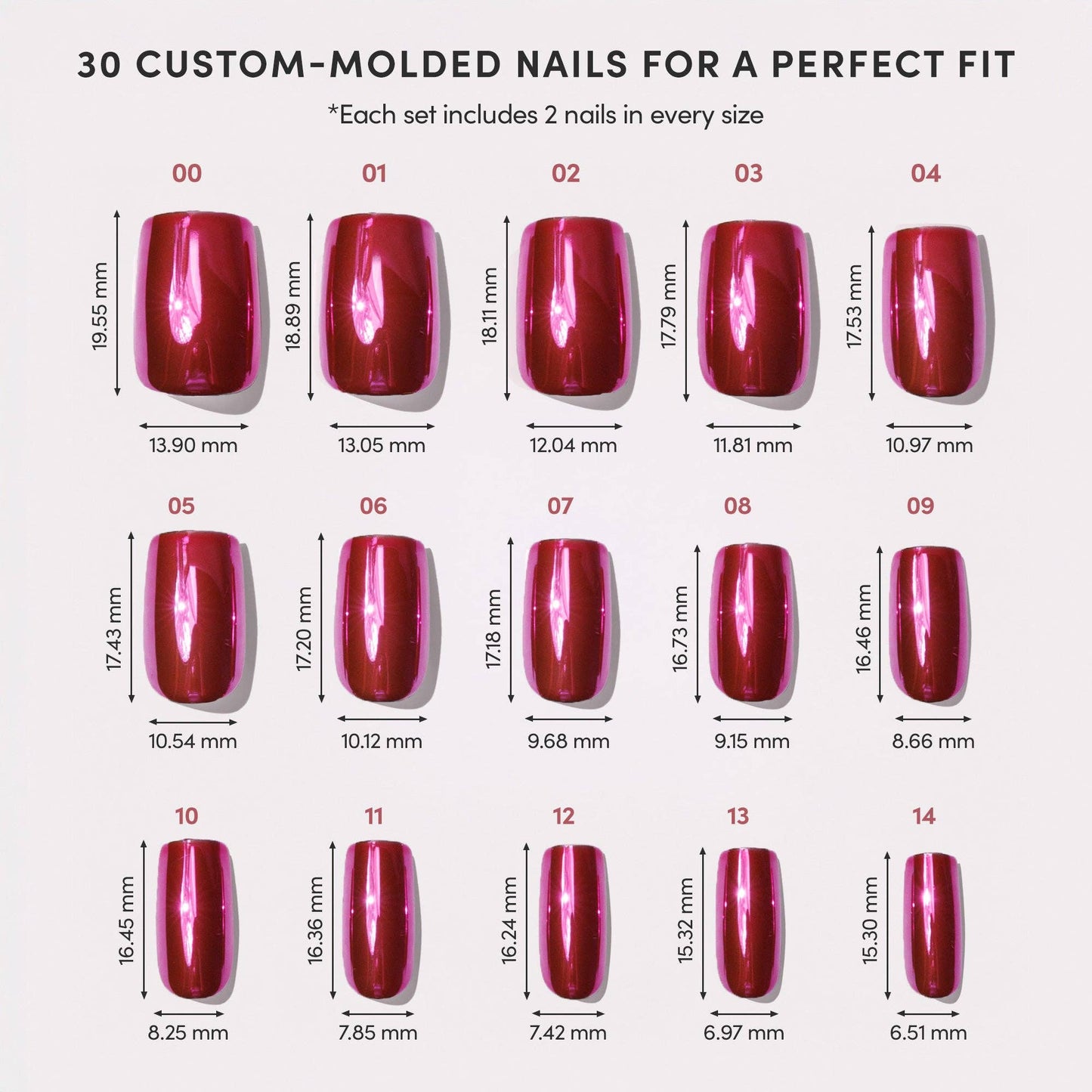 Pink Alloy Press-On Nails