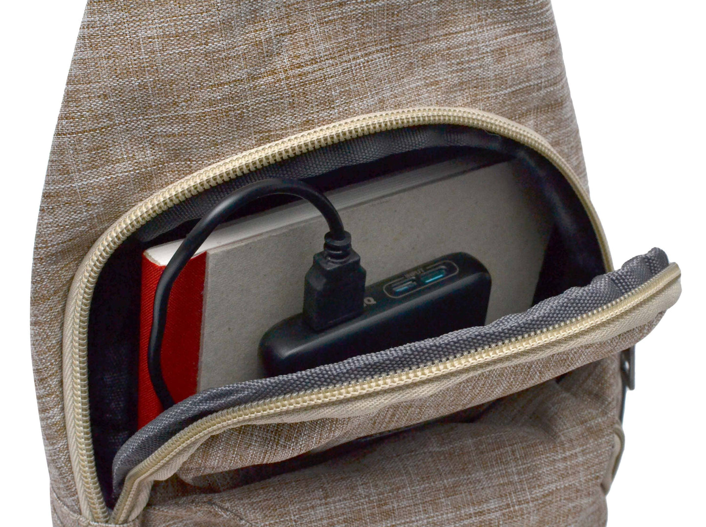 Navy Anti-theft Sling Daypack With USB Charging Port