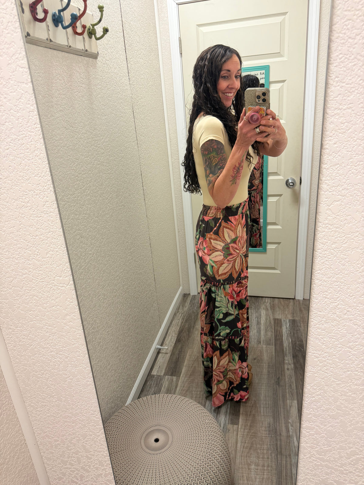 Bahama WIDE LEG LACE INSERT PRINTED FLARE PANTS