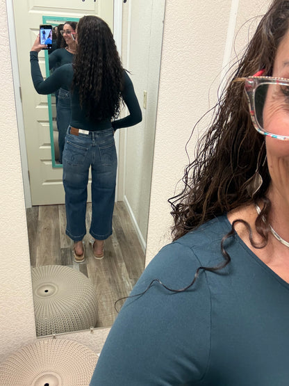 LuElla Wide Crop Vintage Pkts Mid Rise Judy Blue