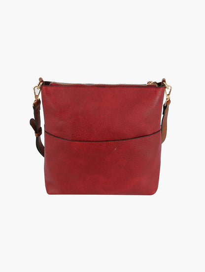 Red Classic Front Pocket Crossbody Sling: Red