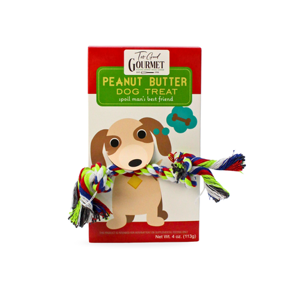 Dog Gift Set – Treats with Rope Toy: Peanut Butter