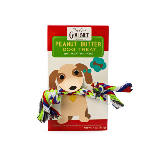 Dog Gift Set – Treats with Rope Toy: Peanut Butter