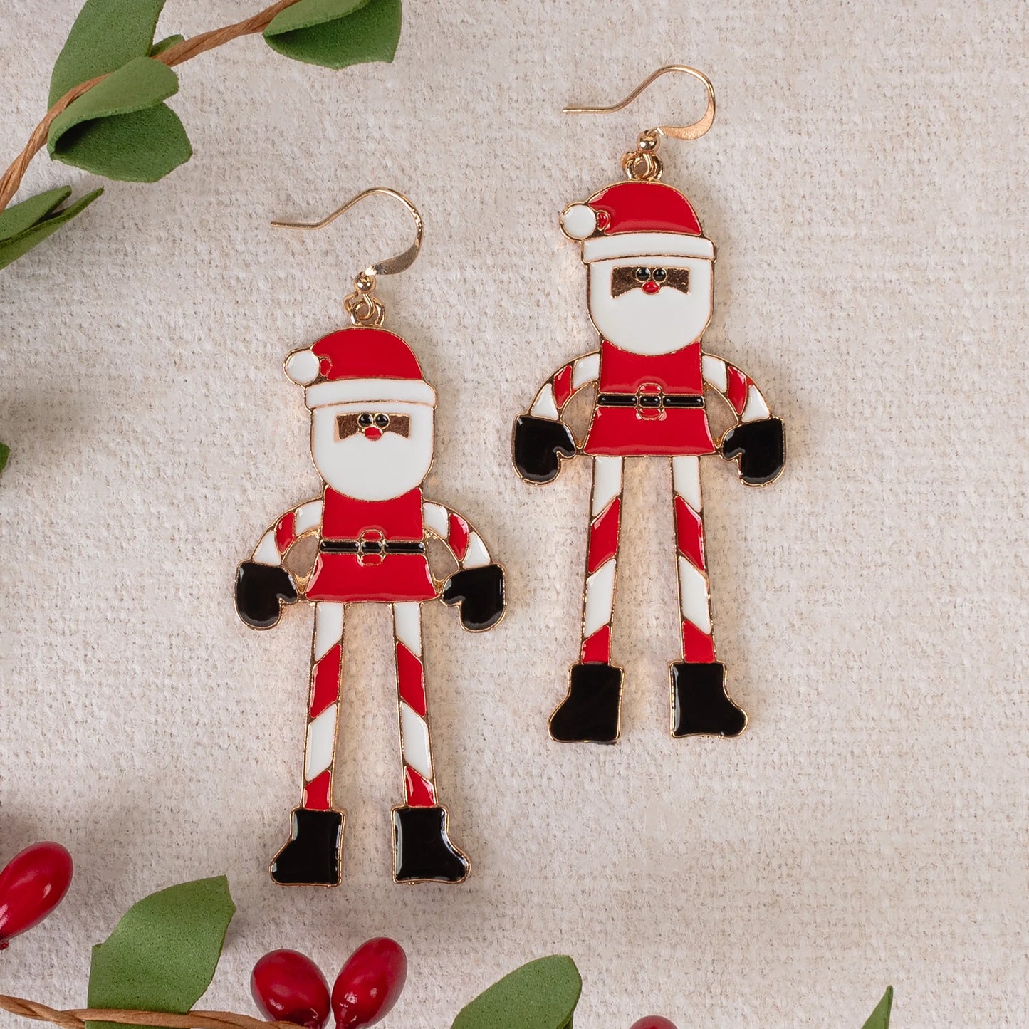 Red Long Legs Santa Claus Earrings