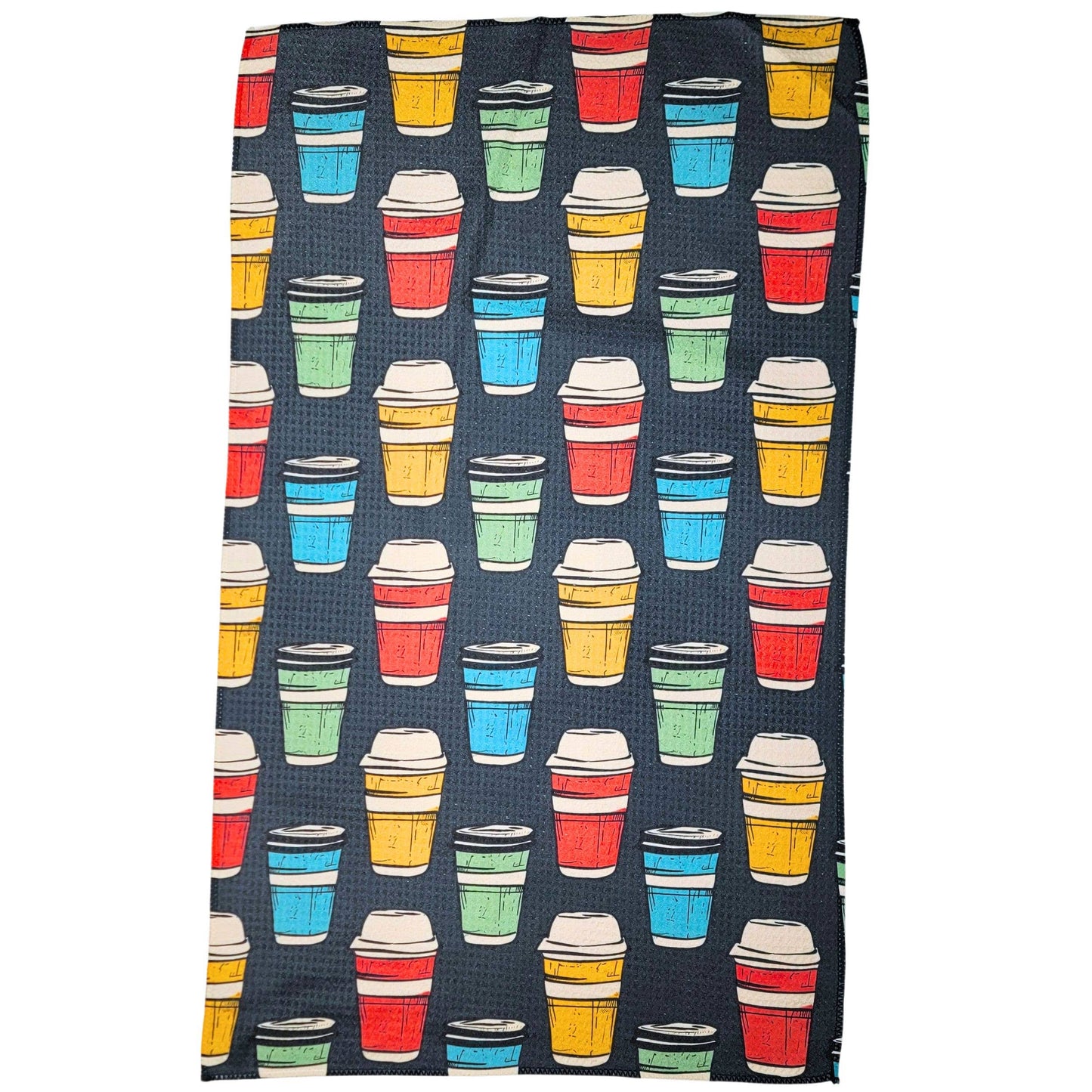 To Go Coffee Cups Kitchen Waffle Towels - Mother's Day Gift
