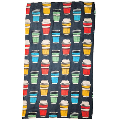 To Go Coffee Cups Kitchen Waffle Towels - Mother's Day Gift