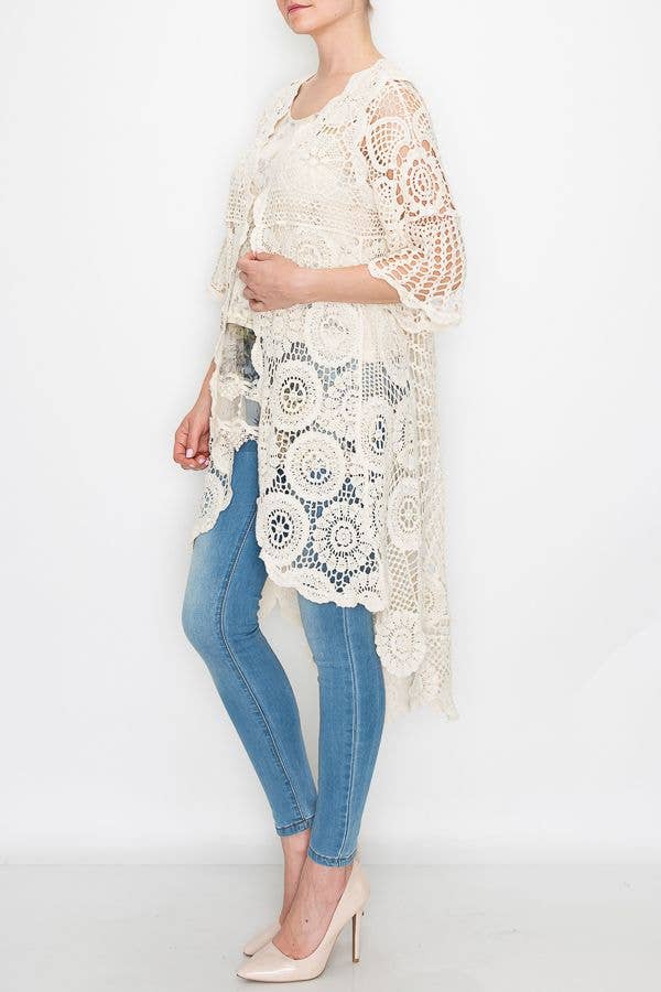 Ivory Olivia Crochet Kimono